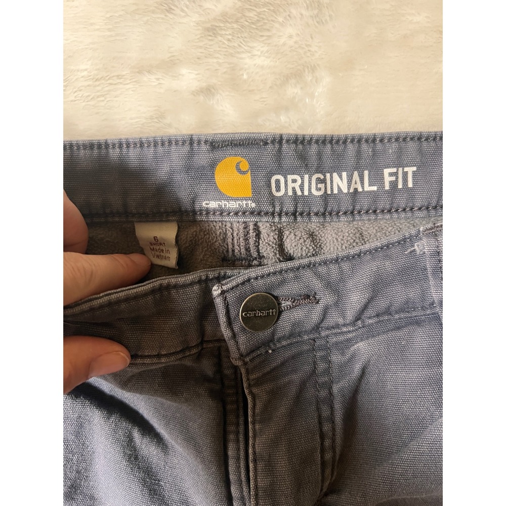 Carhartt Original Fit Fleece Lined Work Pants Gray Canvas Utility Womens 6 Short - Picture 2 of 5